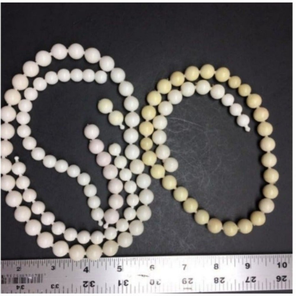 VTG Pop Bead Assorted Loose Strands White Round As Is Adjustable Retro